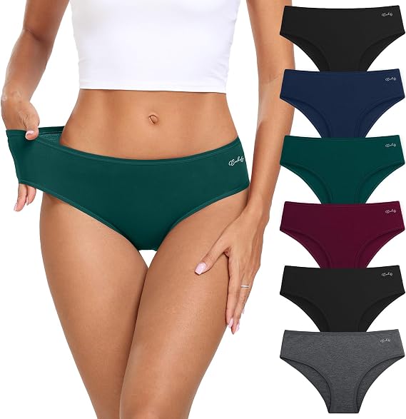 coskefy Women's Underwear Cotton Hipster Panties Low Rise Briefs Soft Strench Breathable Ladies Bikini Underwear 6 Pack - skull swimsuit