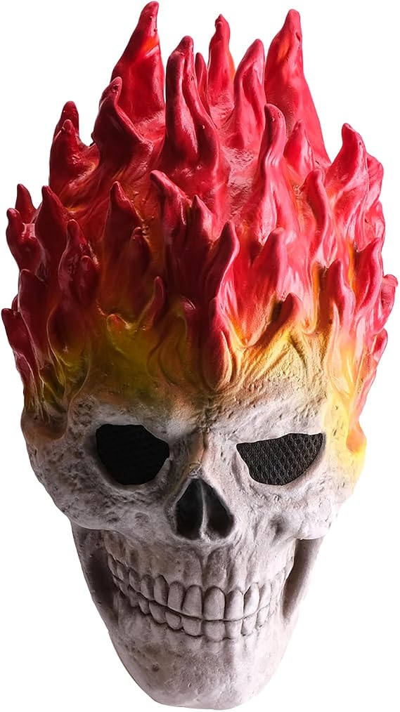 Flame Skull Full Head Latex Mask Scary Skeleton Mask Halloween Costume - sugar skull costume