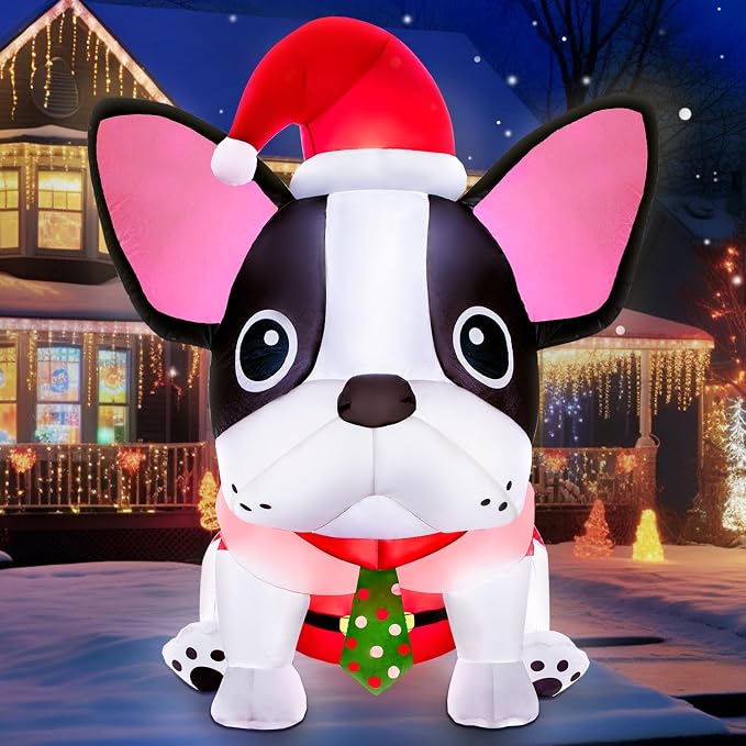 zukakii 5FT Christmas Inflatables Decorations Outdoor Built-in Bright LEDs, Cute Christmas Blow Up Yard Decorations with Xmas Hat Blowup Clearance Decor for Indoor Holiday Party - skull inflatable