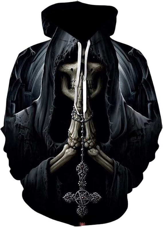 Hoodies Men Skull 3D Graphic Print Sweatshirts Pullover Tops with Pocket - skull hoodie