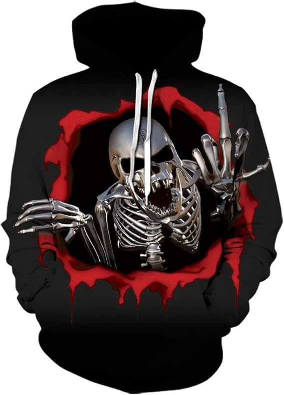 Hoodies Men Skull 3D Graphic Print Sweatshirts Pullover Tops with Pocket - skull sweatshirts