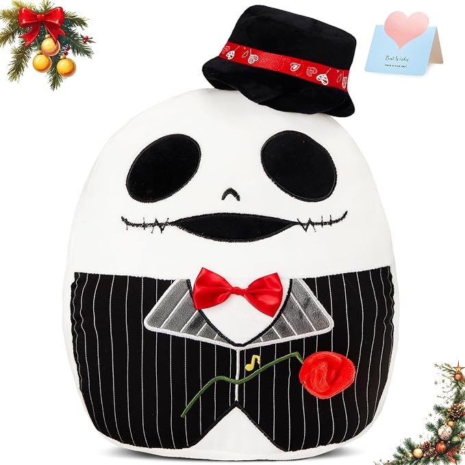 Glow Guards 12'' Skeleton Plush Pillow, Nightmare Xmas Plushie Toy, Skull Stuffed Animal, Soft Squishy for Kids Adults Decoration - skeleton