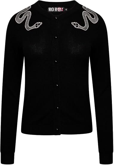 Ro Rox Gothic Snake Cardigan for Women – Black Alternative Knit Cardigan Regular & Plus Size XS-4XL - skull jacket