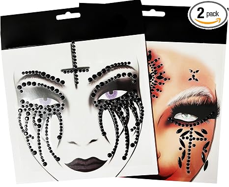 Black Tear Skull Face Jewels Day Of The Death Skull Face Gems - sugar skull makeup