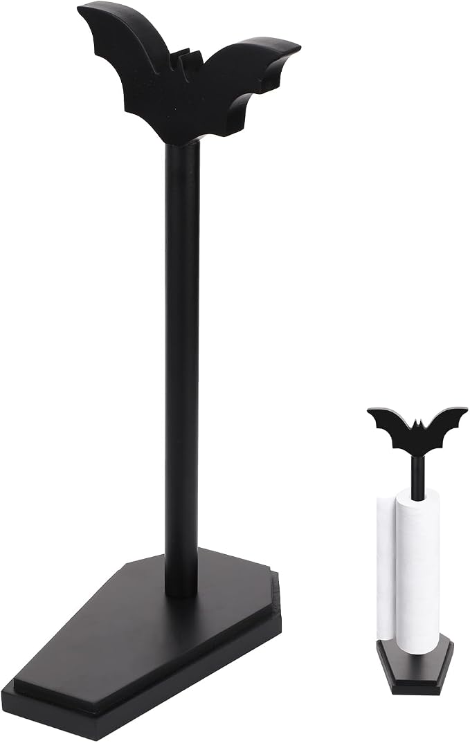 Bat Paper Towel Holder, Toilet Paper Holder Stand Black Paper Towel Holder Countertop Paper Holder Standing for Kitchen Bathroom Gothic Home Decor Halloween Decoration - skull toilet paper