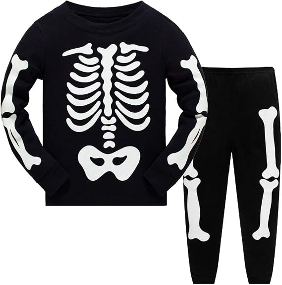 LitBud Toddler Pajamas Boys Pyjamas Sleepwears 2pcs Long Sleeves Pjs Sets for Kids Fall Winter Age 1-10 Years - skull pajamas