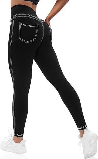VOOVEEYA Curvy Womens Leggings, High Waisted Yoga Pants with Back Pockets - skull leggings