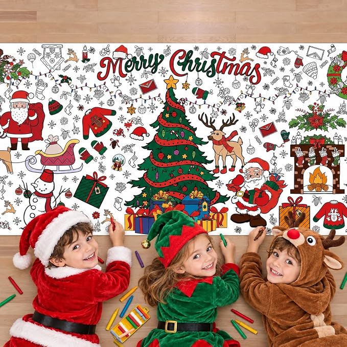 OHOME Xmas Giant Coloring Poster/Tablecloth-Christmas Crafts for Kids-30 x 72 Inches Jumbo Paper Coloring Banner Kids Gifts Activities Toys Party Classroom Christmas Decorations[Kids Games] - skull painting
