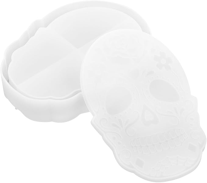 Skull Storage Box Mold Silicone DIY Craft for Halloween Tabletop Decor - skull ashtray