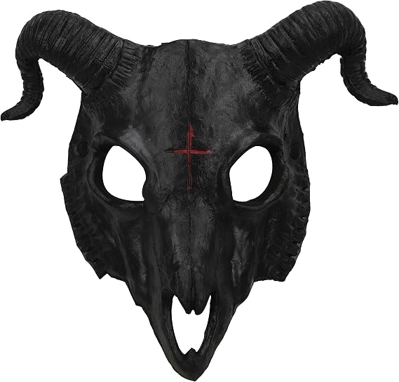 PURFUN Gothic Goat Head Skull Mask Ram Horns Animal Skull Costume Mask Demon Devil Evil Mask Cosplay Halloween Decor Prop - sugar skull costume