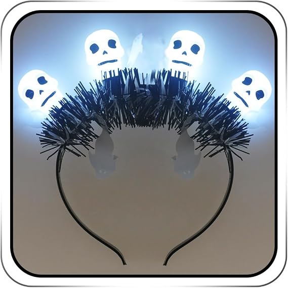 JEAIRTS Led Halloween Pumpkin Headband Glowing Gothic Costume Headpiece - skull headband
