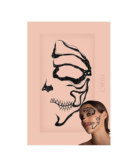 Skull Face Jewels by Mercy London Skeleton Costume Accessories Face Gems Jewels All in One Halloween Stick On Sticker - sugar skull costume