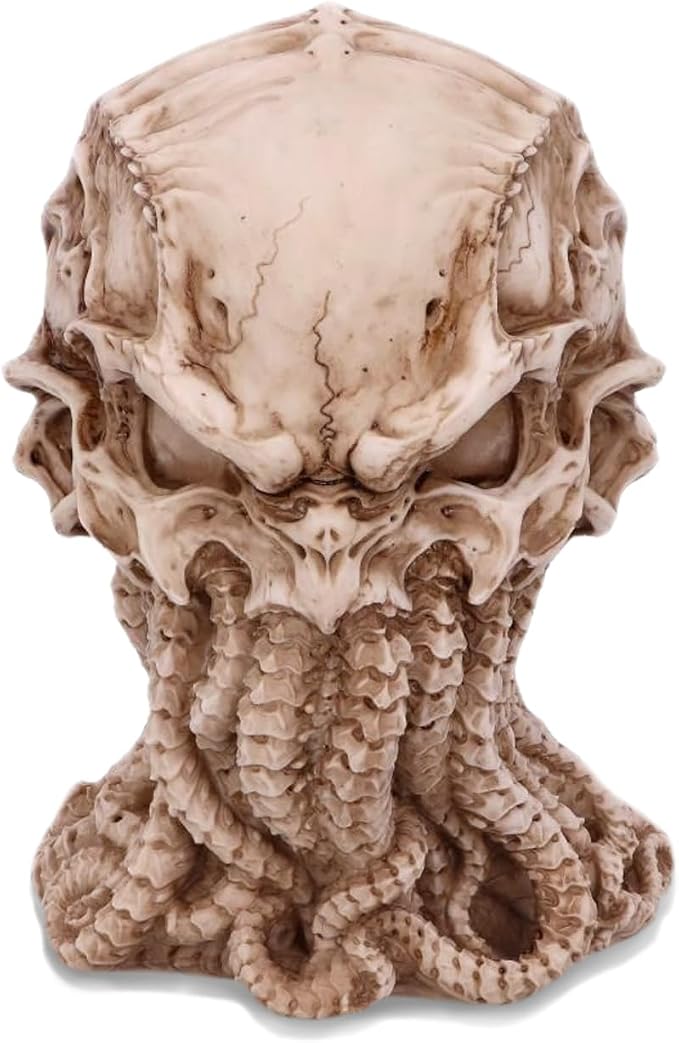 Cthulhu Skull Statue, Myths Legends Sea God Collectible Figurine, 6 Inches Tall (White) - skull figurine