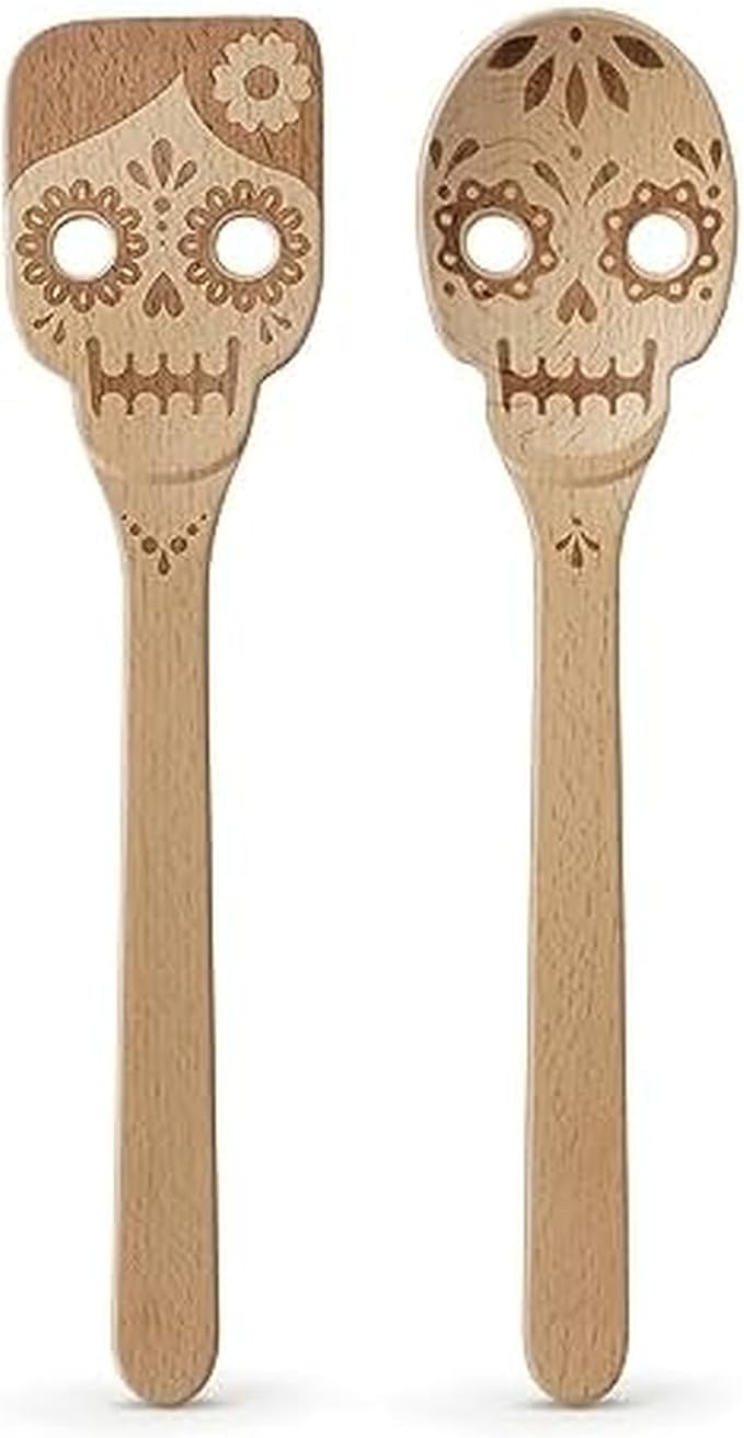 DEAD SET, Day of the Dead Wooden Spoons, Set of 2 - skull coaster