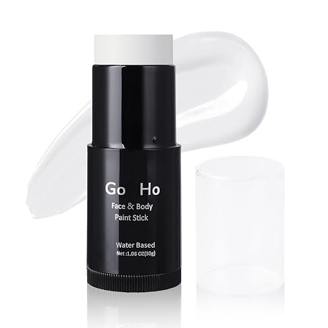 Go Ho White Face Paint,Washable Formula Face Paint Stick,Non-toxic Full-coverage Cream to Powder White Face Body Paint for Halloween Cosplay Zombie Skeleton Clown Goth Makeup - sugar skull makeup