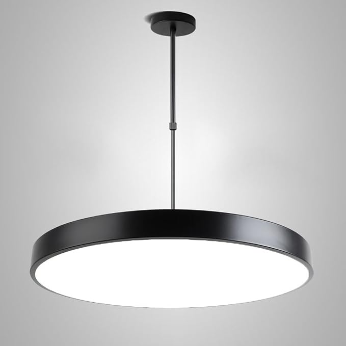 Nordic Black Discs -Shaped Chandelier LED Headlight Metal Acrylic Lampshade Pendant Lamp, Office Mall and Restaurant Coffee Shop Ceiling Light Adjustable Hanging Light - skull lamp