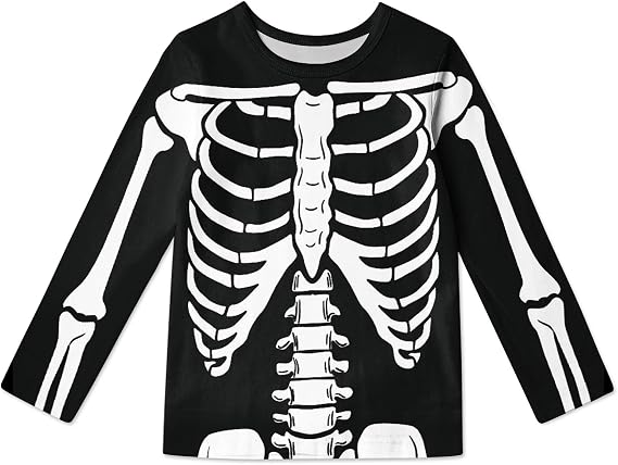 RAISEVERN Boys Girls 3D T-Shirt Graphic Print Tees Long Sleeve Shirts Size 6-14 - skull tshirt