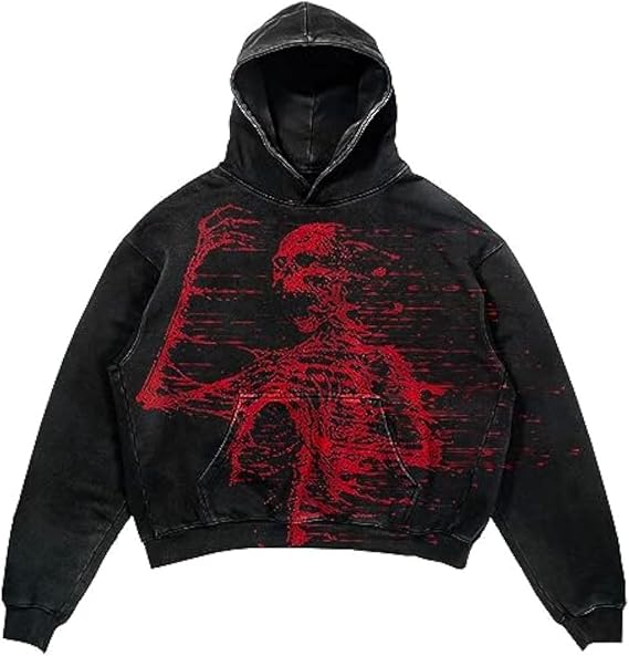 Obenie Halloween Y2K Hoodie Gothic Casual Alphabet Blast Print Pattern Skull Fashion Hoodie Men Harajuku Men Clothing - skull jacket