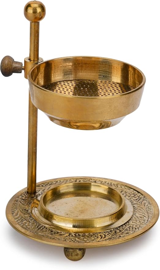 Ajuny Brass Incense Burner Adjustable Resin Charcoal Tealight Holder Golden - skull incense burner