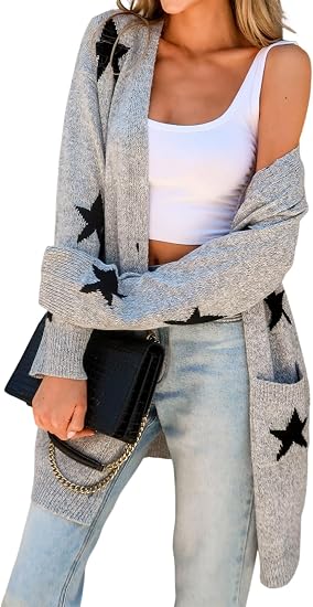 CUPSHE Womens Cardigan Sweater Button Down Long Sweater Coat with Pockets - skull jacket
