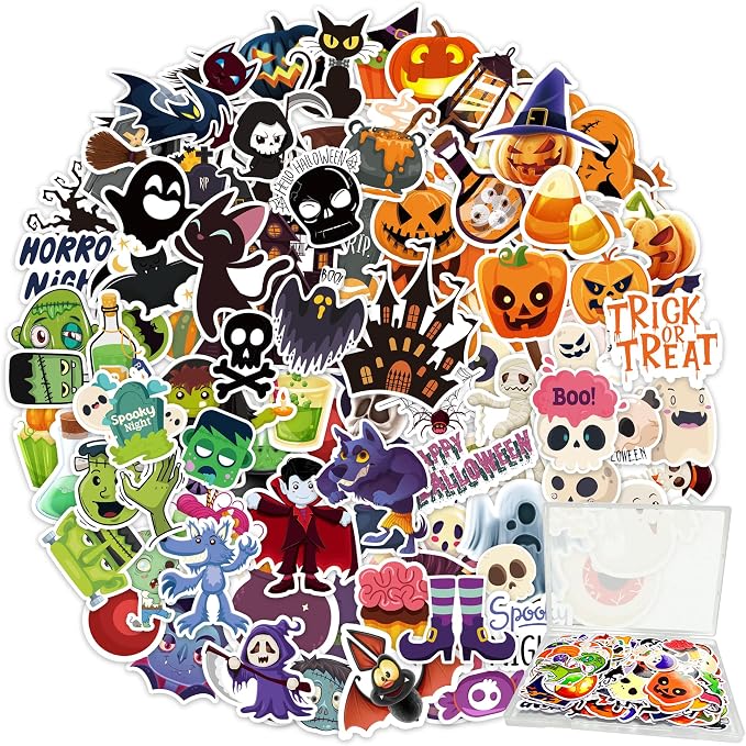 300Pcs Halloween Stickers for Kids Vinyl Stickers Bulk for Boys Girls - skull sticker