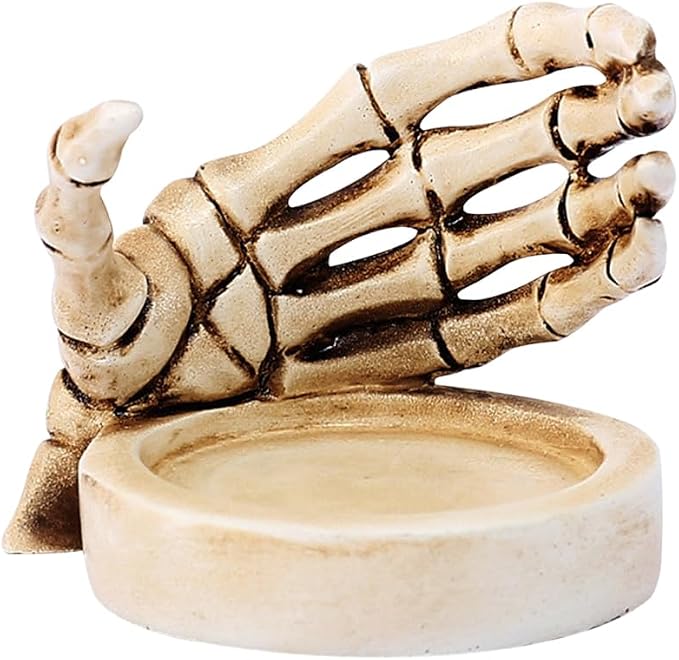 Skeleton Hand Candle Holder Halloween Skull Gothic Tealight Candle Stand Novelty Scary Spooky Candlestick Halloween Home Bar Party Tabletop Decor - skull candle