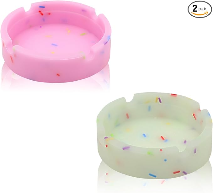 Luminous Silicone Ashtray, Heat Resistant for Patio and Desk, Pink+White - skull ashtray