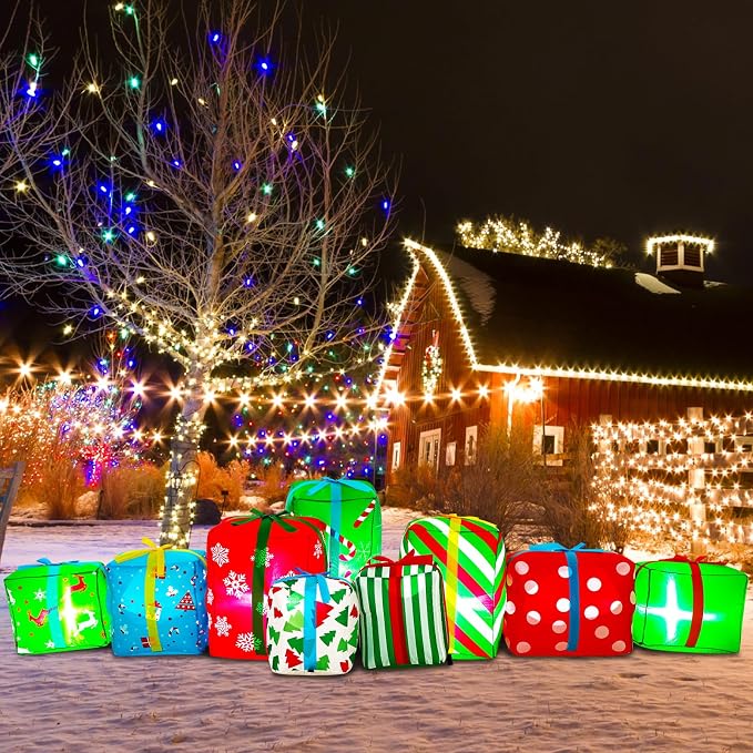 Sosation 9FT Christmas Inflatable Gift Boxes with LED Lights Outdoor Decor