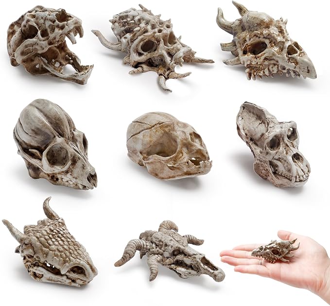 Bbiamsleep 8 Pcs 2.3 Inch Mini Animal Skulls Mini Skulls for Halloween - skull figurine