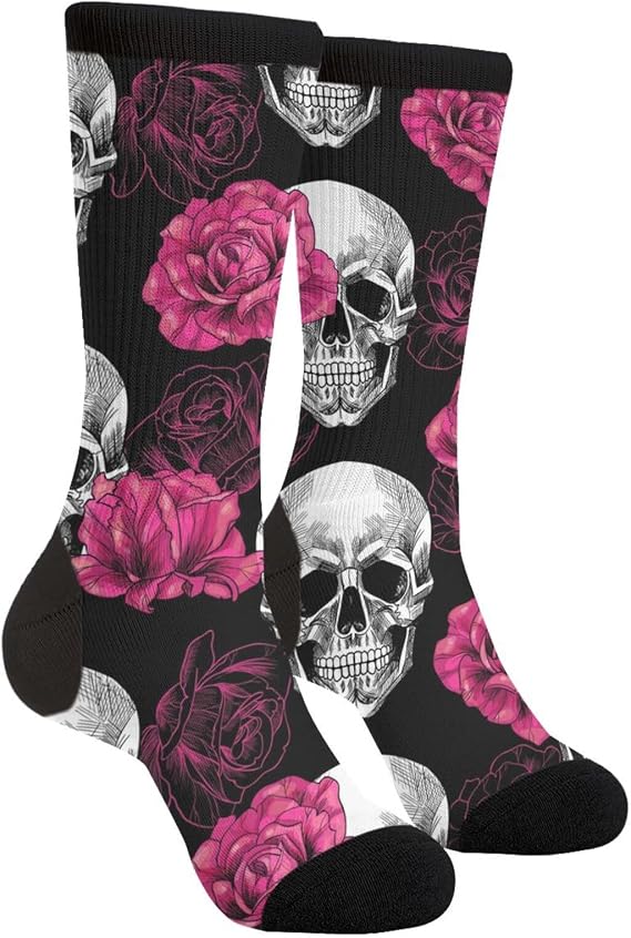 Unisex Adult Fun Cool Colorful Athletic Sport Novelty Crew Tube Socks - sugar skull costume