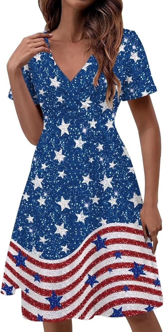 Women's Summer Dresses Short Sleeve Formal Dresses with Pockets - sugar skull dress