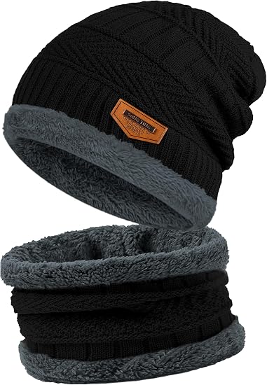 Beanie Hats for Men Women Neck Warmer Cold Weather Gear Men Gift Set for Winter Hat Neck Scarf Guys Face Mask Snow Suits - skull jacket