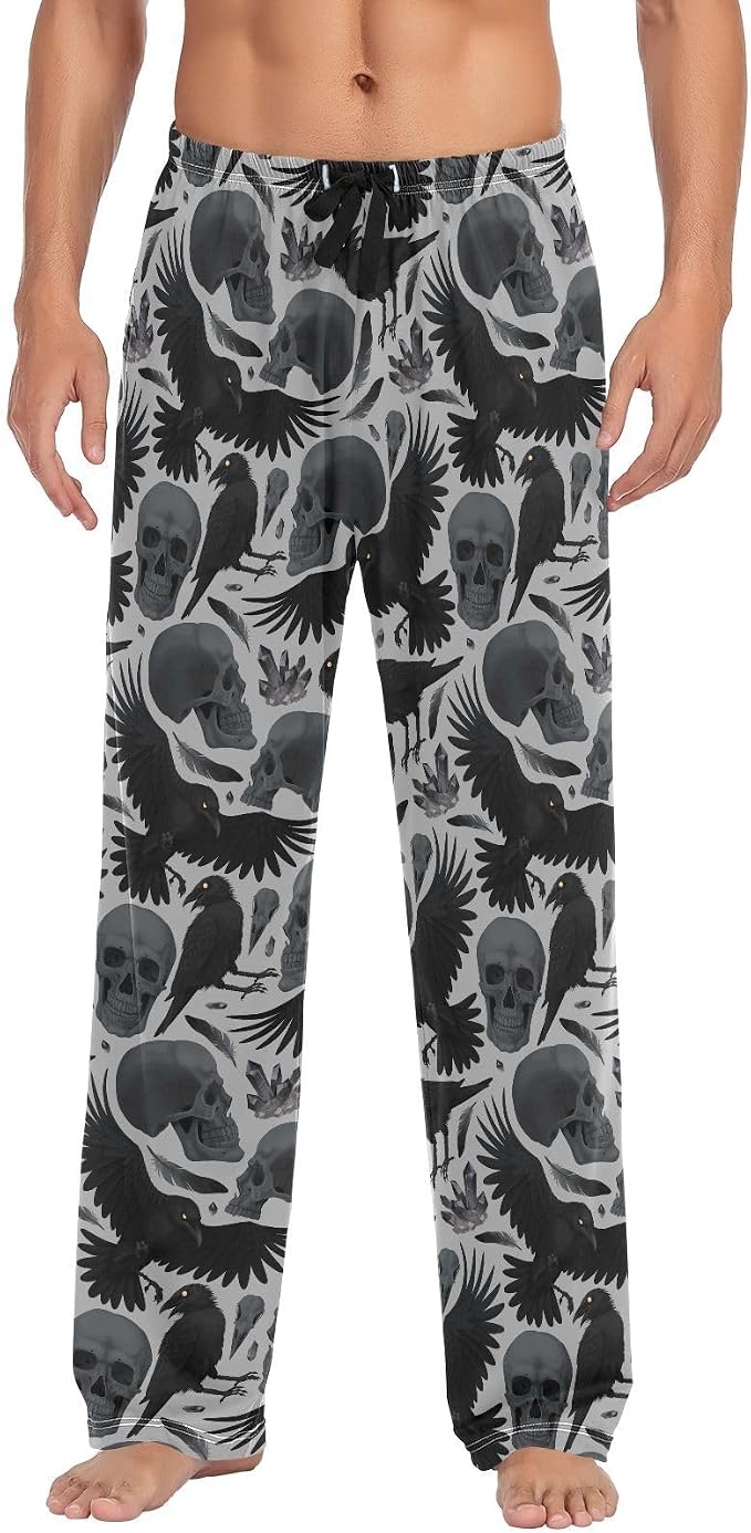 Men's Pajama Pants Super Soft Sleep Lounge Pants Pjs Bottoms with Pockets - skull pajamas
