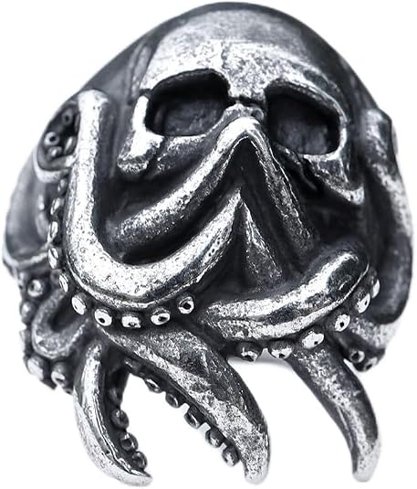 Cthulhu Stainless Steel Ring | Tentacle Octopus Sea Moster Ring | Unique Devil-Themed Jewelry - skull ring