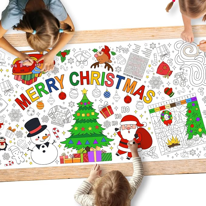 Gatherfun Christmas Decorations - Versatile 31.5 x 72 Inches Activity Poster, Merry Christmas Party Coloring Banner/Table Cover for School Parties and Special Events - skull painting