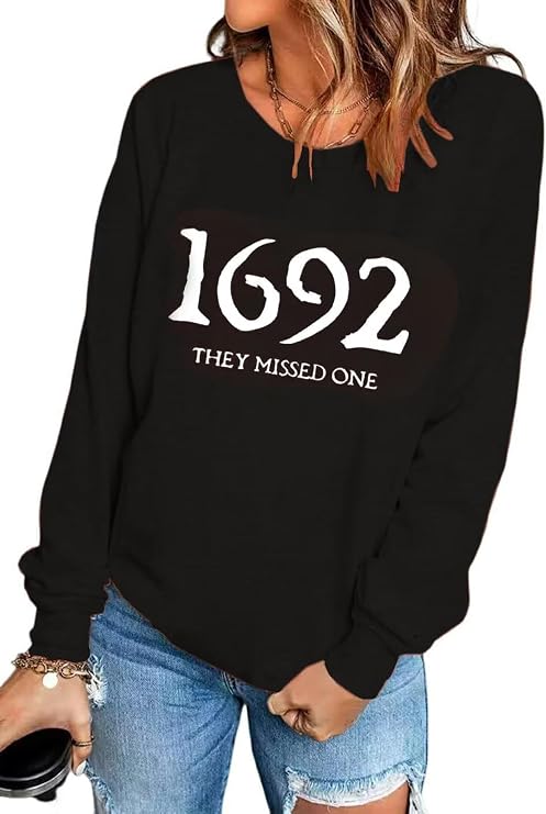Halloween 1692 They Missed One Long Sleeve Halloween for Women Shirt Funny Long Sleeve Novelty Casual Gift Pullover - skull sweatshirts