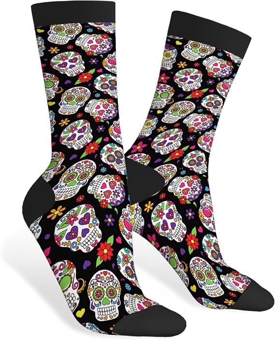 AOYEGO Octopuses Funny Socks Cartoon Octopus Tropical Novelty Casual Crew Socks Contrast Color Design for Women Men Gift - sugar skull costume