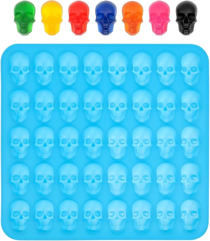 PRETYZOOM Halloween Gummy Skull Chocolate Mold, 40 Cavity Ice Cube Tray, Non-stick Skeleton Baking Mold, Halloween Skeleton Skull Props - skull ashtray