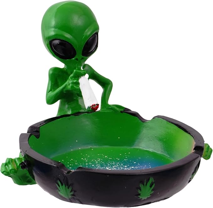 Trendy Zone 21, Ornament, Alien Smoking Ashtray, Home Décor, Multicolor, 4 inches - skull ashtray