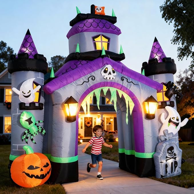 ZPISF Halloween Inflatables Giant 12.5 FT Haunted House Castle Archway - skull inflatable