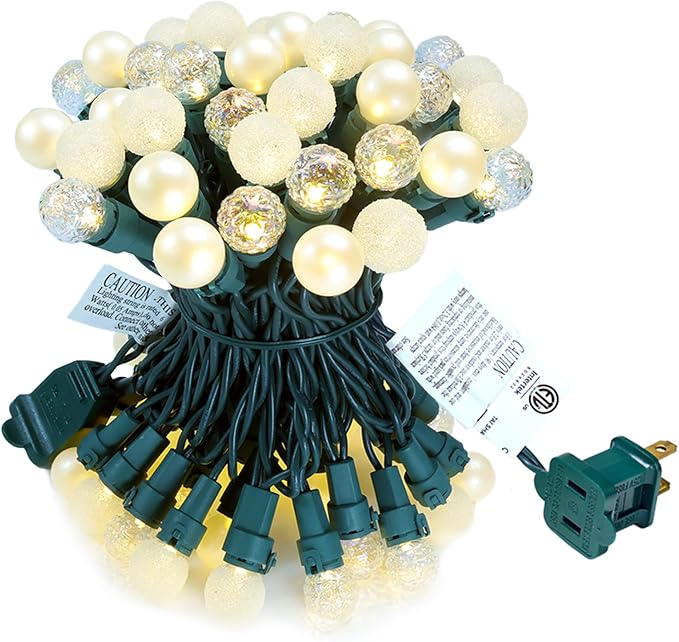 GlowVibe Christmas Lights Outdoor Warm White G15 Glass Bulbs 70 LED 19FT Plug in Mini Globe String Lights Connectable for Indoor Patio Xmas Tree Décor - string light