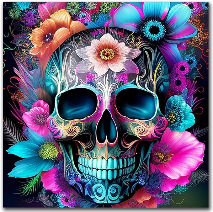 igoodom Sugar Skull Diamond Art Kits for Adults, DIY Wall Decor - skull wall art