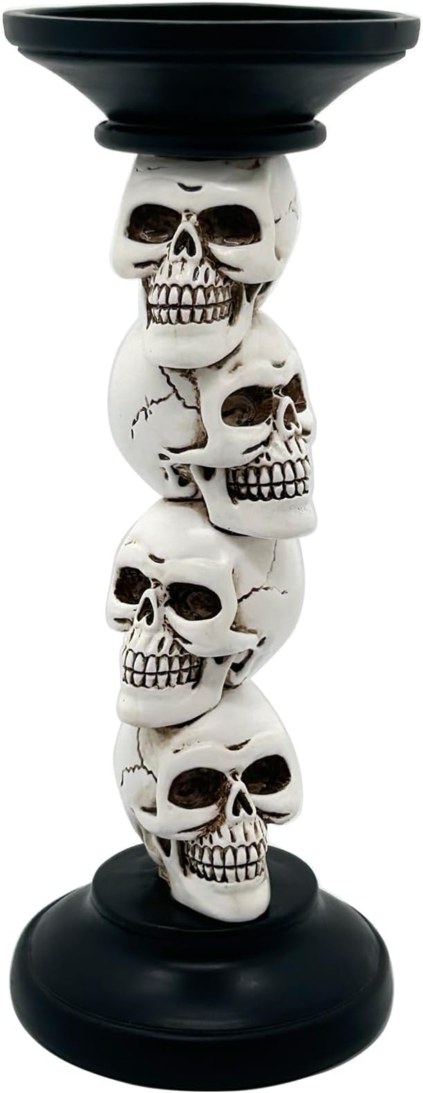 Pillar Candle Holder for Halloween Decoration Indoor, Skull Candlestick Holder, Skeleton Candlestick Holder Spooky Decor Black Taper Candle Holders - skull candle