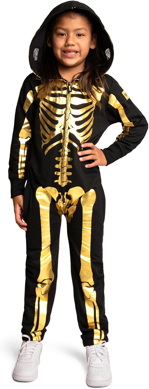 Tipsy Elves Kids Skeleton Halloween Costume - Unisex Bone Print Jumpsuit - skeleton