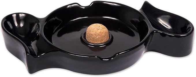 F.e.s.s. Large Ceramic Ashtray, 2 Cigar & 2 Pipe Rests, Indoor/Outdoor - skull ashtray