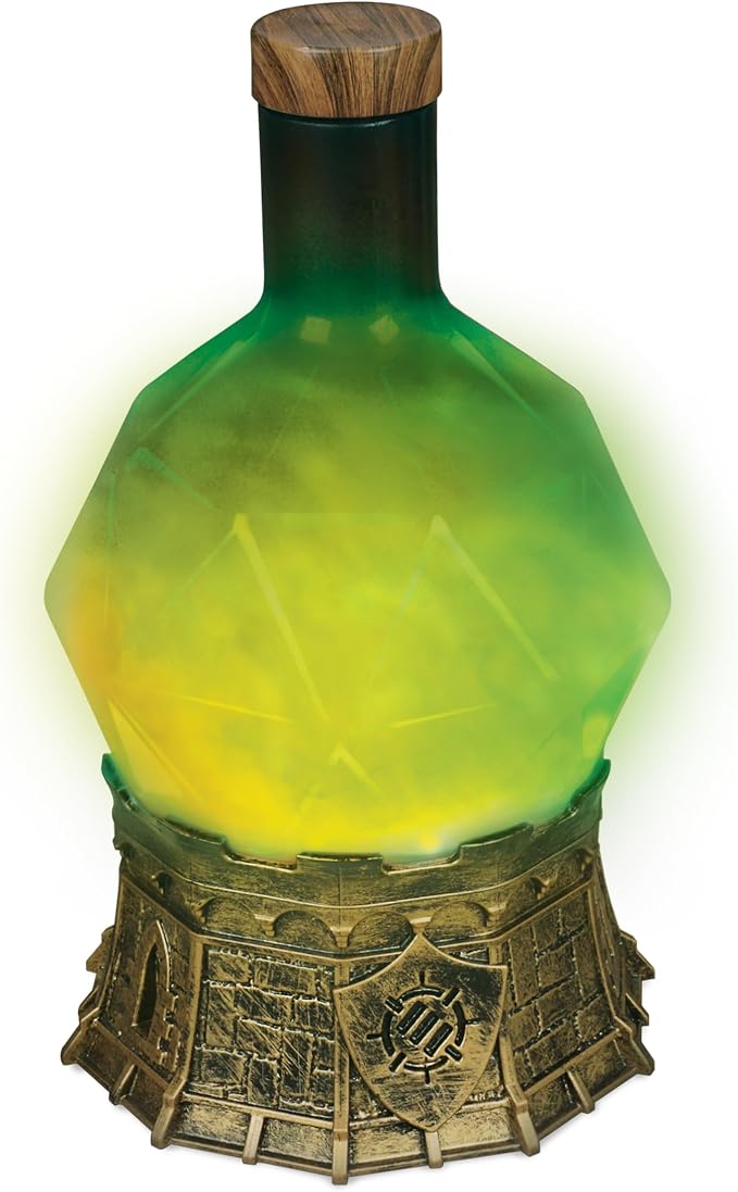 ENHANCE Gaming Sorcerer's Potion Light with Swirling Mystical Brew - Potion Bottle Mood Light Prop for Tabletop Game Immersion, Playroom, Desk Decor - Soft Glowing Whirling Goblet (Green Elixir) - skull lamp