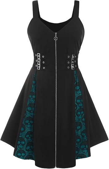 Rosegal Womens Plus Size Sleeveless Gothic Dress - sugar skull dress