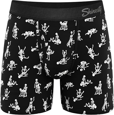Shinesty Ball Hammock Boxer Brief - Pouch Underwear For Men with Fly - X-Large, Skeletons Black - skull swimsuit