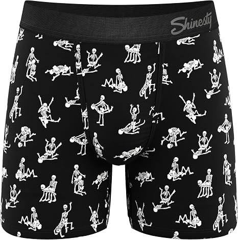 Shinesty Ball Hammock Boxer Brief - Pouch Underwear For Men - Flyless - XX-Large, Skeletons Black - skull swimsuit
