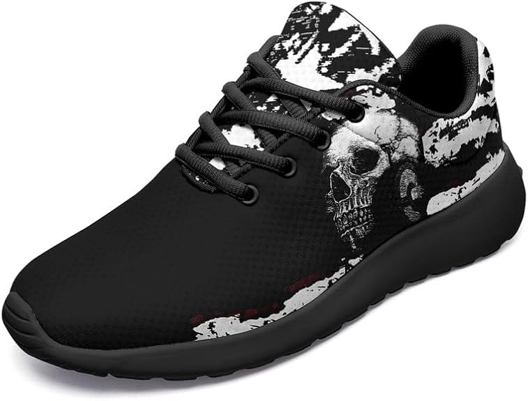 Skull Running Shoes for Women Men Mesh Breathable Comfort Walking Sneaker Sports Athletic Halloween Shoes - sugar skull boots